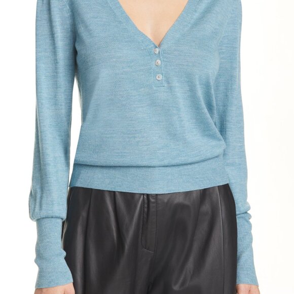 Veronica Beard Inez merino henley pullover M/L - Picture 3 of 8